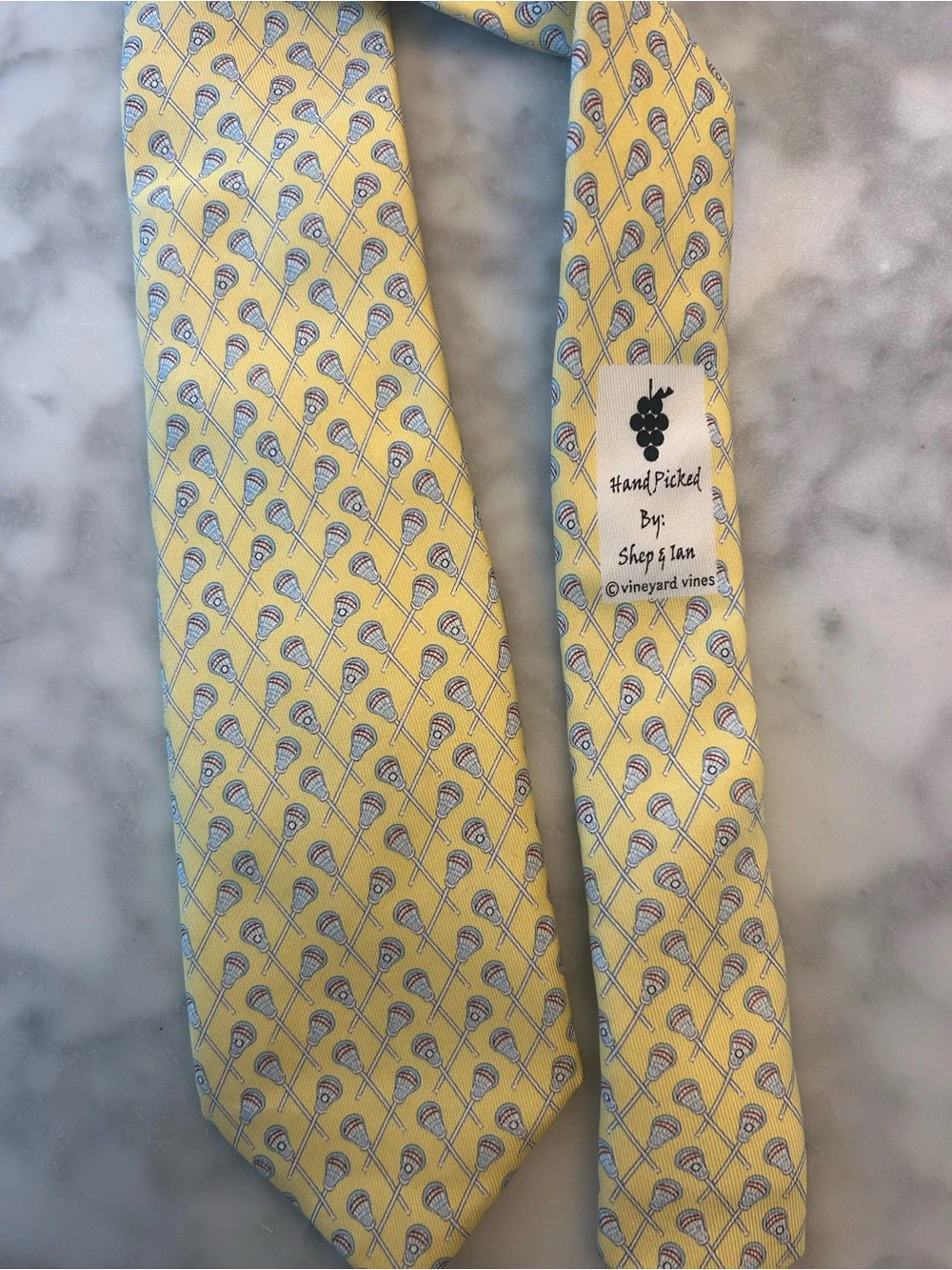 Vineyard Vines Yellow Lacrosse Pattern Boys' Tie